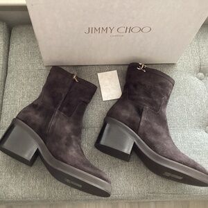 Jimmy Choo Yasmin 70 Women's Suede Bootie Ankle Boots Coffee, size 10US / 40EU